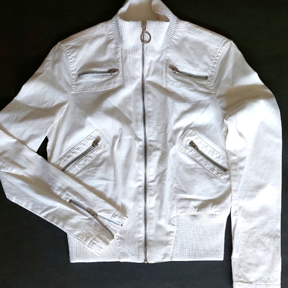 Vintage Bebe White Ribbed  Jacket